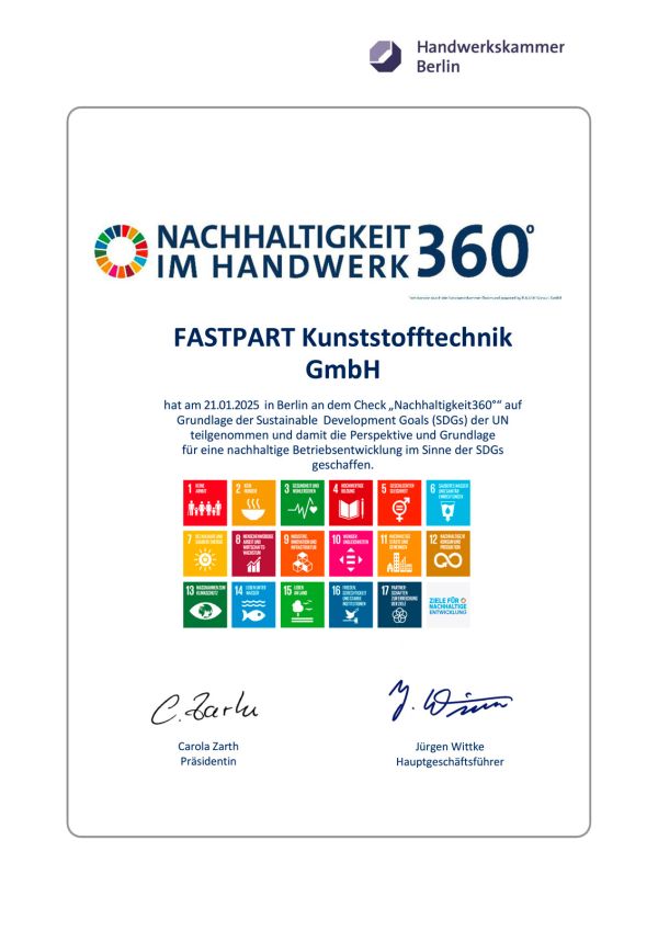 Teilnahmeurkunde Nachhaltigkeit im Handwerk